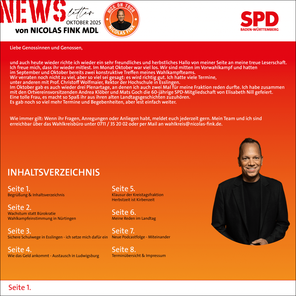 NEWSLETTER Oktober 2025 Nicolas Fink MdL